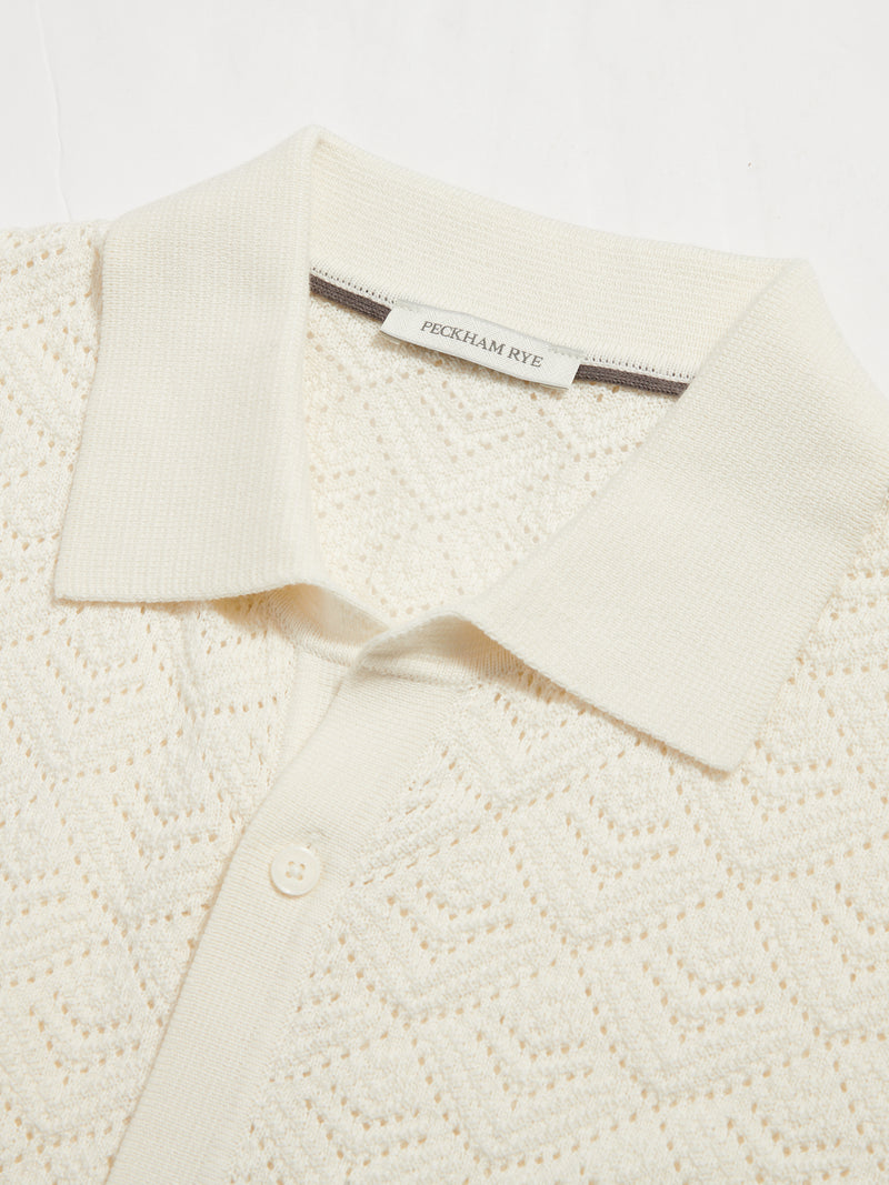Rico Monogram Knit Shirt in Egret