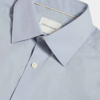 Cotton Poplin Slim Fit High Collar Shirt in Blue Blizzard