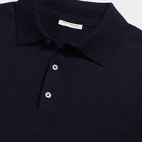 Peckham Rye Mens Knitted Long Sleeve Polo in Dark Sapphire Navy