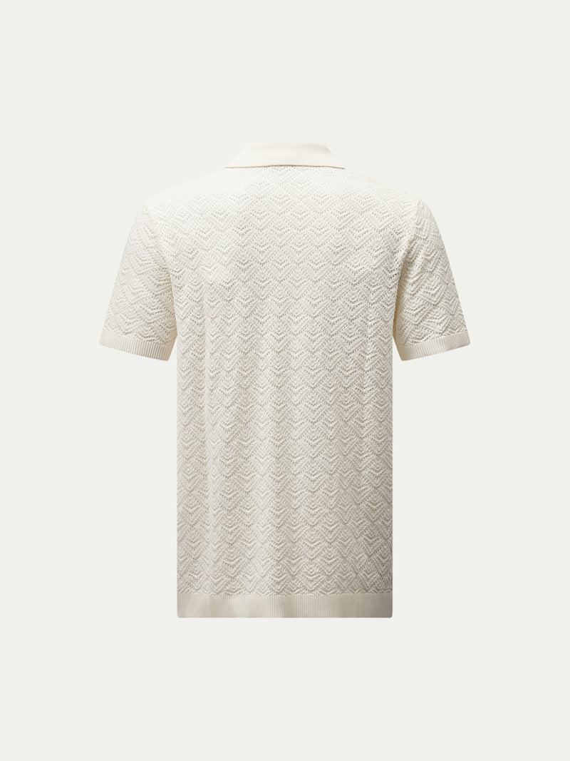 Rico Monogram Knit Shirt in Egret
