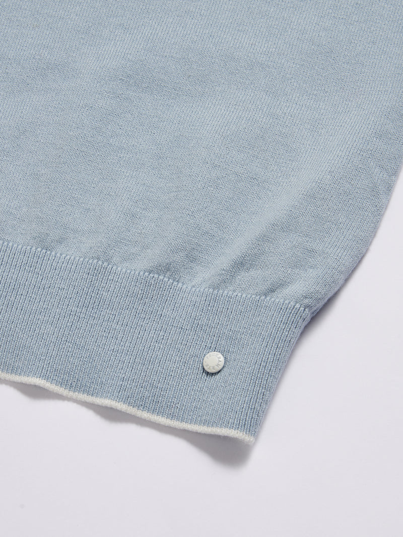 Ocean Textured Knit Polo in Blue Haze
