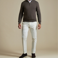 Stretch Cotton Trouser in Egret