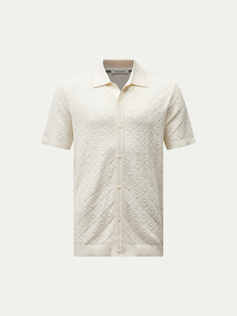 Rico Monogram Knit Shirt in Egret