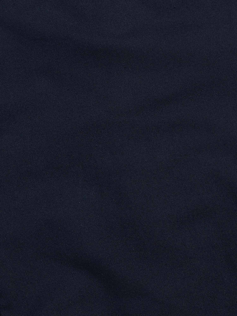 Flannel Herringbone Spread Collar Shirt in Dark Sapphire Navy