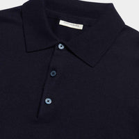 Peckham Rye Mens Knitted Short Sleeve Polo in Dark Sapphire Navy