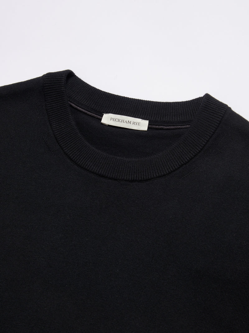 Genovese Knitted T-Shirt in Black