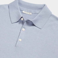Peckham Rye Mens Knitted Short Sleeve Polo in Blue Blizzard