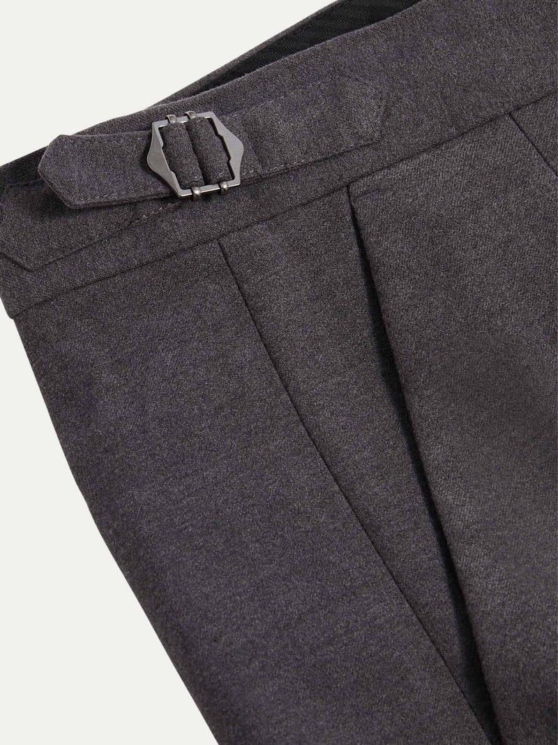 Twill Blend Smart High Waisted Trouser in Charcoal Grey