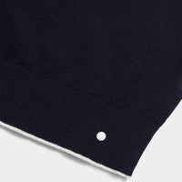 Jersey Knit Long Sleeve Polo Shirt in Dark Sapphire Navy