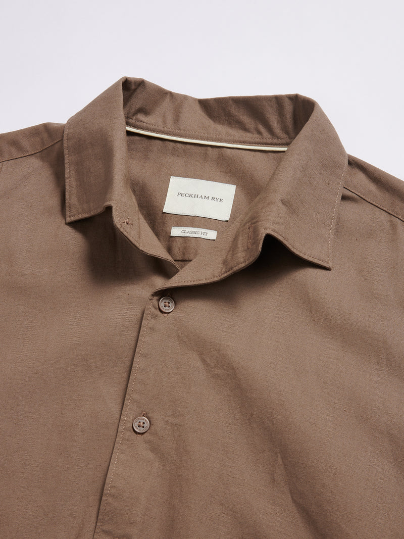 Grove Linen Blend Shirt in Caribou