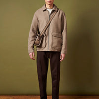 Wool Blend Bomber Jacket in Simply Taupe