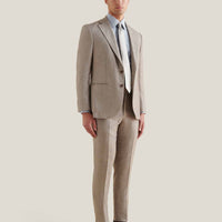 Linen Contemporary Notched-Lapel Suit in Taupe