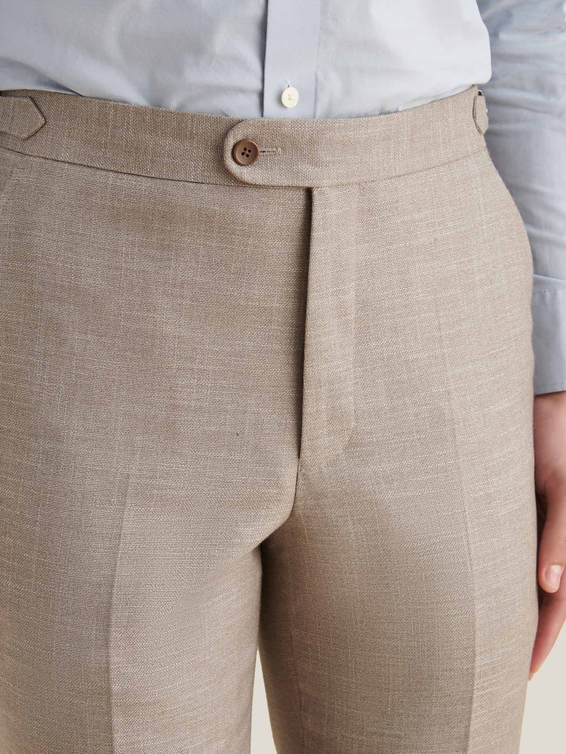 Linen Contemporary Notched-Lapel Suit in Taupe