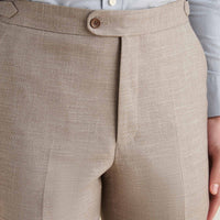 Linen Contemporary Notched-Lapel Suit in Taupe