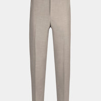 Linen Contemporary Notched Lapel Suit in Taupe