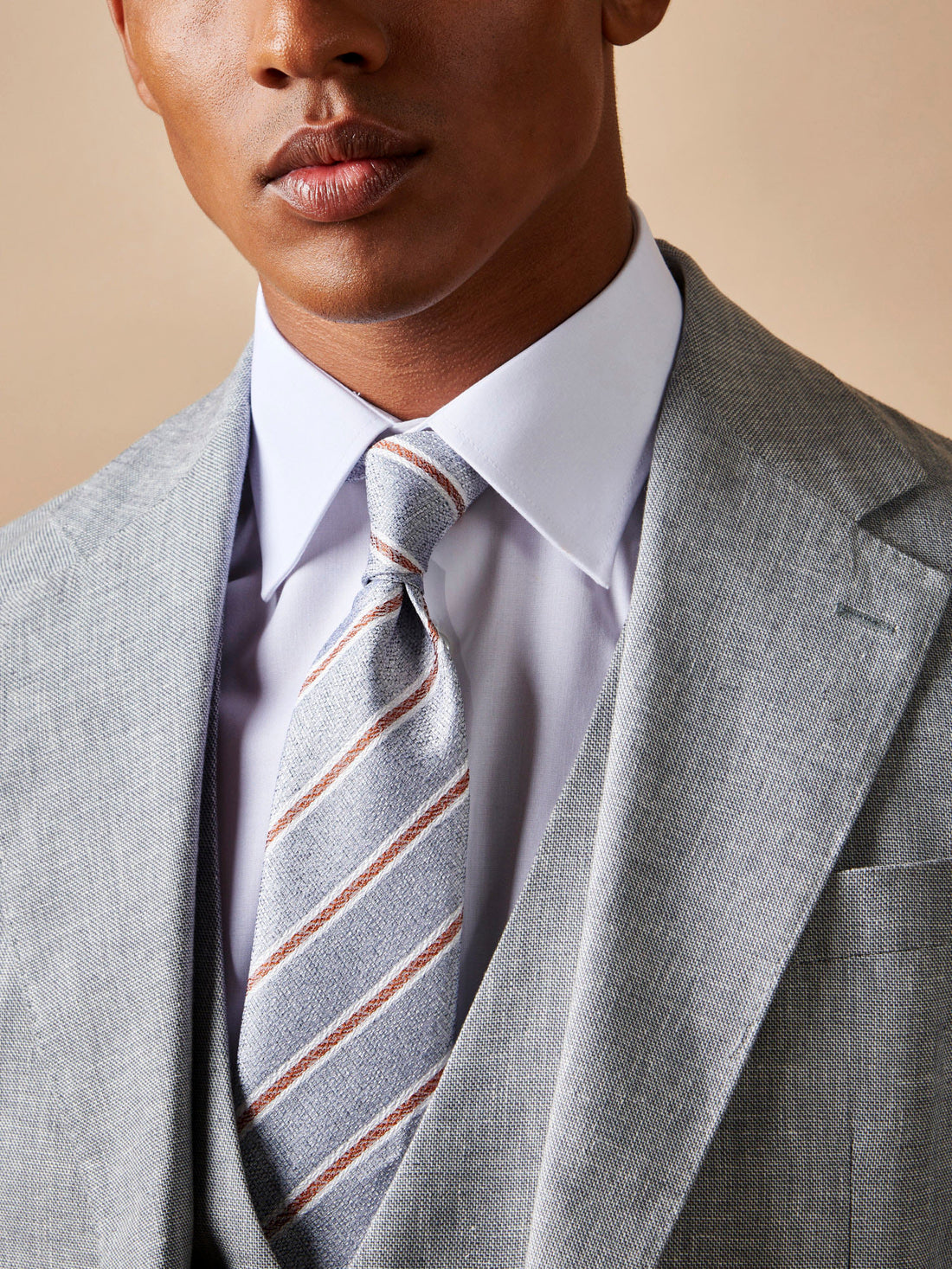 Linen Blend Tailored Jacket in Luna Rock