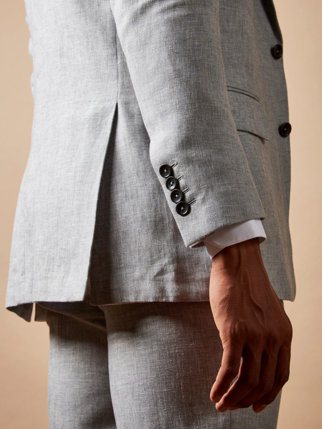 Linen Blend Tailored Jacket in Luna Rock