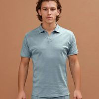 Peckham Rye Mens Jersey Revere Polo Shirt in Quiet Harbor
