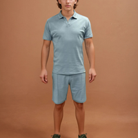 Peckham Rye Mens Jersey Revere Polo Shirt in Quiet Harbor