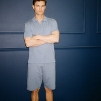Peckham Rye Mens Jersey Revere Polo Shirt in Quiet Harbor