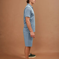 Peckham Rye Mens Jersey Revere Polo Shirt in Quiet Harbor