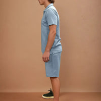 Peckham Rye Mens Jersey Revere Polo Shirt in Quiet Harbor