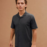 Peckham Rye Mens Jersey Revere Shirt in Dark Sapphire Navy