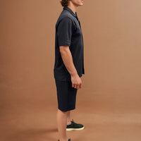 Peckham Rye Mens Jersey Revere Shirt in Dark Sapphire Navy