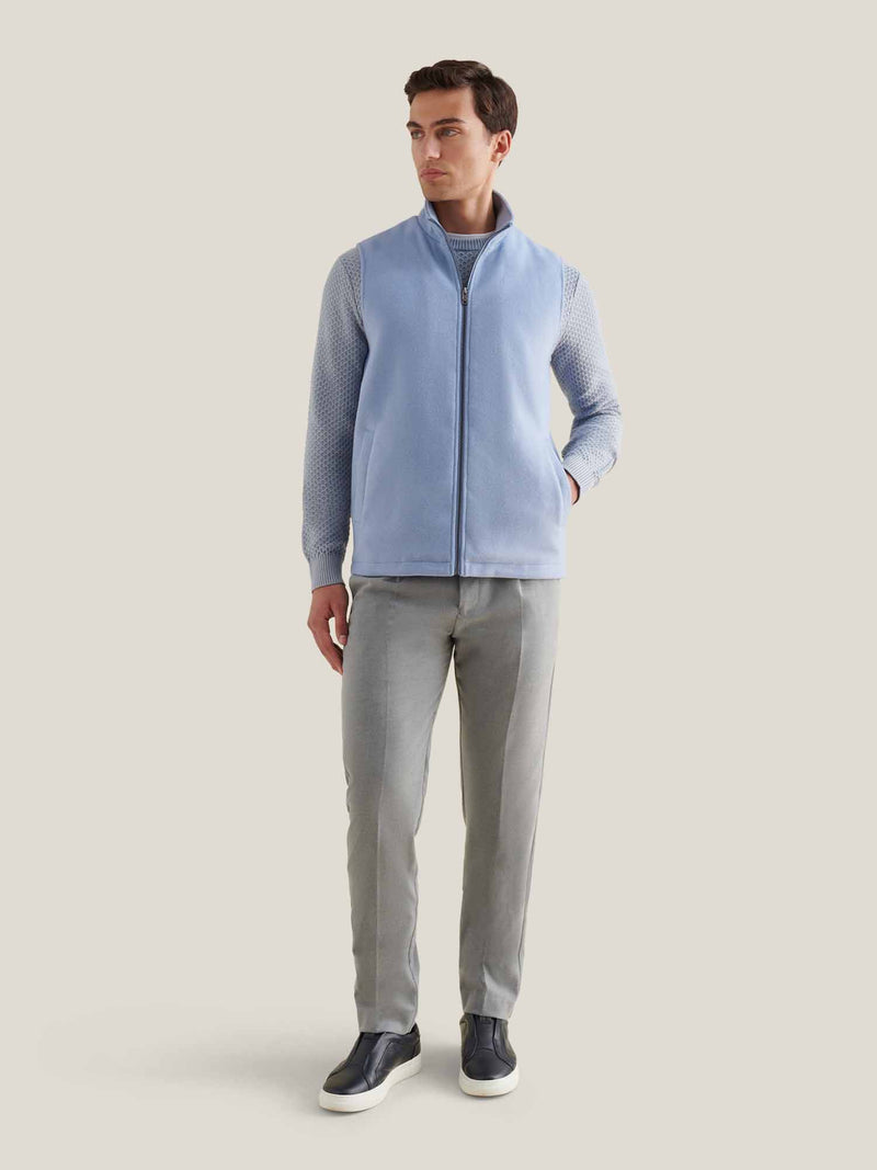 Wool Blend Zip Vest in Blue Blizzard