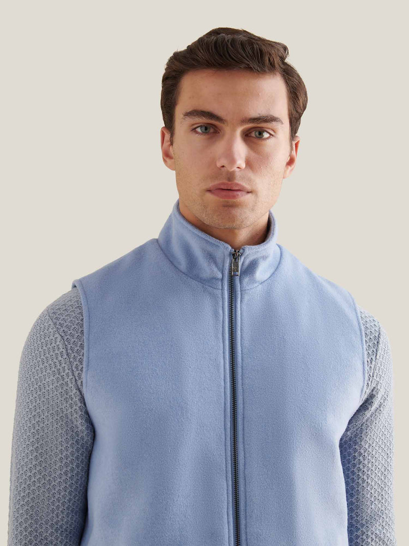 Wool Blend Zip Vest in Blue Blizzard