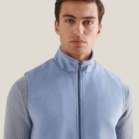 Wool Blend Zip Vest in Blue Blizzard