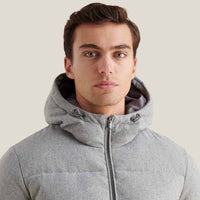 Wool Blend Puffer Coat in Light Grey Marl