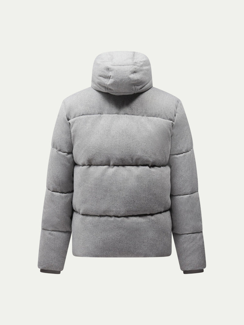 Wool Blend Puffer Coat in Light Grey Marl