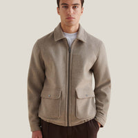 Wool Blend Bomber Jacket in Simply Taupe