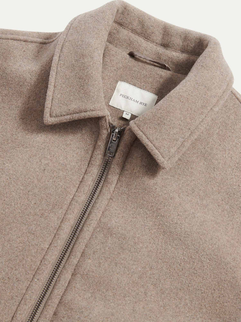 Wool Blend Bomber Jacket in Simply Taupe