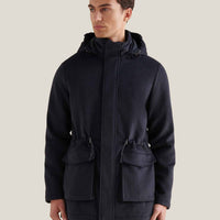 Wool Blend Padded Parka in Dark Sapphire Navy