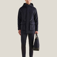 Wool Blend Padded Parka in Dark Sapphire Navy