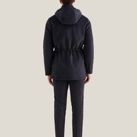 Wool Blend Padded Parka in Dark Sapphire Navy