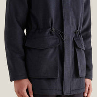 Wool Blend Padded Parka in Dark Sapphire Navy