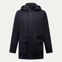 Wool Blend Padded Parka in Dark Sapphire Navy