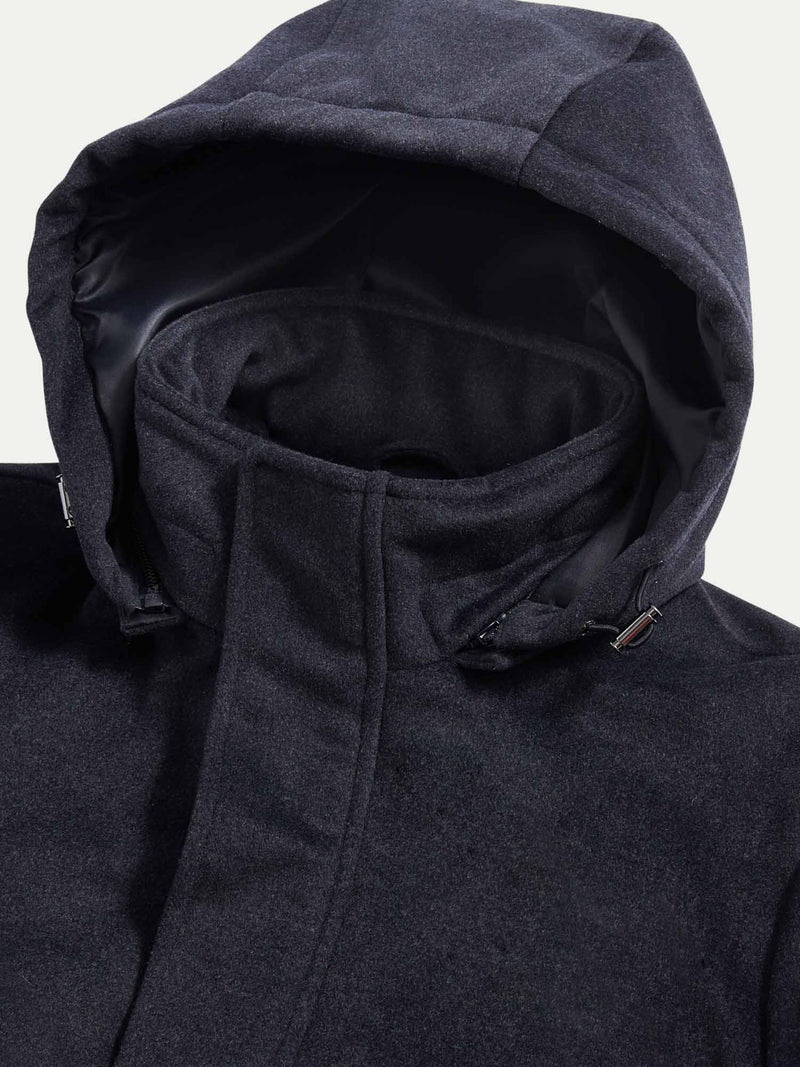 Wool Blend Padded Parka in Dark Sapphire Navy