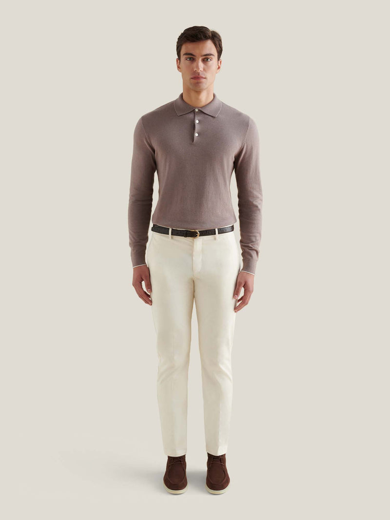 Stretch Cotton Trouser in Egret
