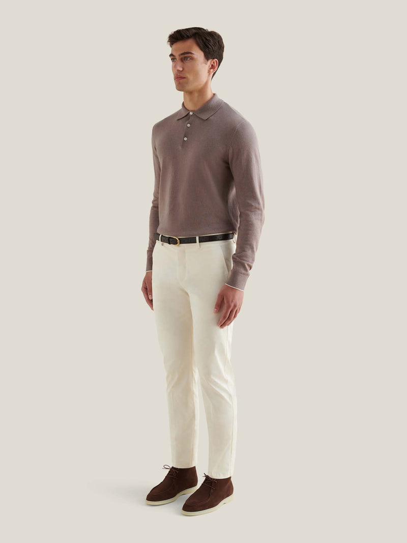 Stretch Cotton Trouser in Egret