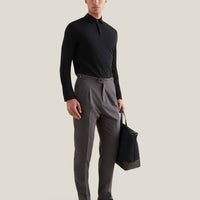 Twill Blend Smart High Waisted Trouser in Charcoal Grey