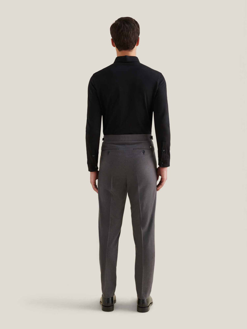 Twill Blend Smart High Waisted Trouser in Charcoal Grey
