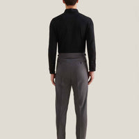 Twill Blend Smart High Waisted Trouser in Charcoal Grey
