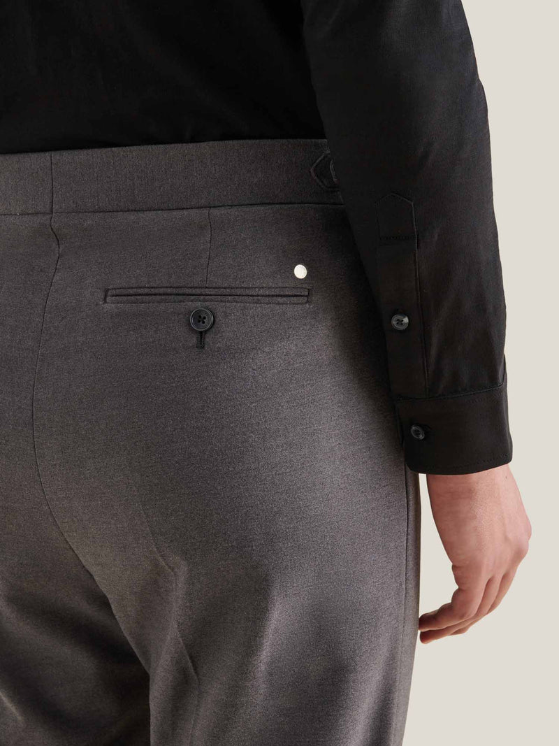 Twill Blend Smart High Waisted Trouser in Charcoal Grey