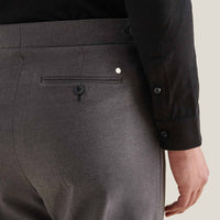 Twill Blend Smart High Waisted Trouser in Charcoal Grey