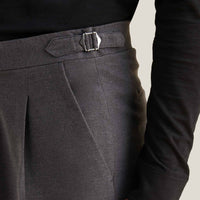 Twill Blend Smart High Waisted Trouser in Charcoal Grey