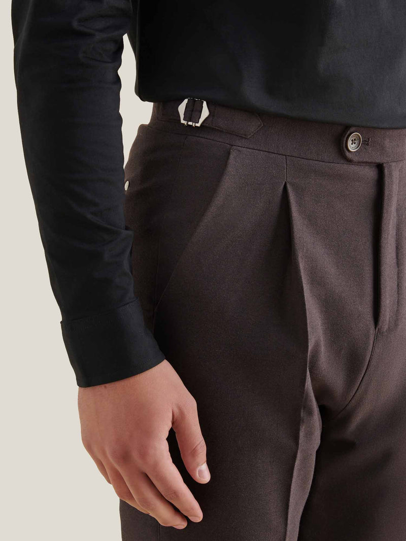 Twill Blend Smart High Waisted Trouser in Java